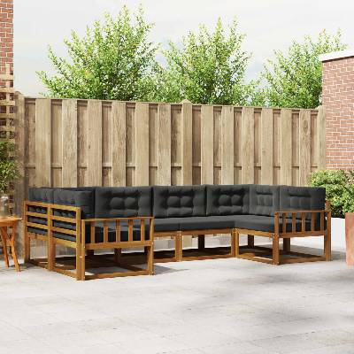 vidaXL Комплект дивани за открито 6 pcs Натурален и Антрацит (3368065)