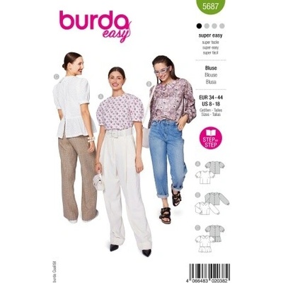 Střih Burda 5687 na dámské halenky - kombinace 3 střihy