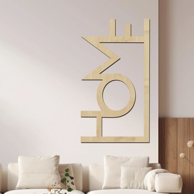 dřevo života Dřevěný nápis na zeď HOME Rozměry (cm): 52x95, Zvolte barvu dekoru: Javor