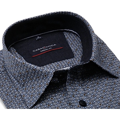 Casa Moda Casual Fit košile extra prodloužený rukáv tmavomodrá s drobnými čtverečky a kroužky