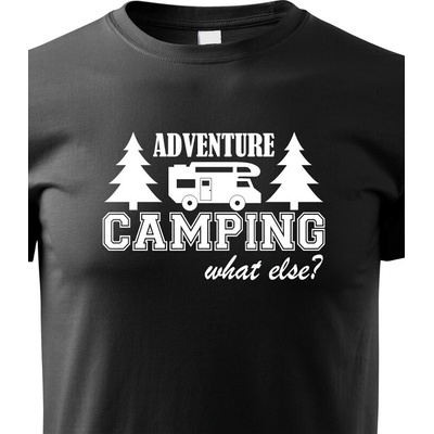 Bezvatriko.cz dětské tričko s karavanem Adventure Camping černá