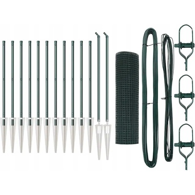 Sada PVC sloupků pro oplocení, 2 kusy, zelená (PVC, kov)