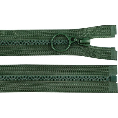 Kostěný zip No 3 délka 40 cm s kroužkem, malé, 273 zelená smrková