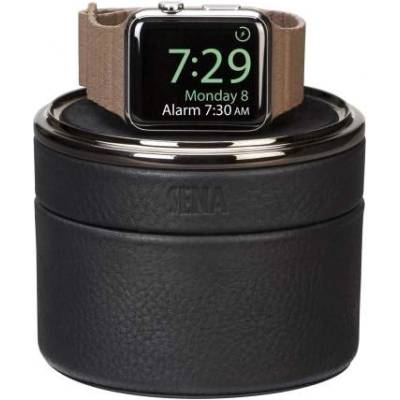 Sena Leather Travel Watch Case - кейс и поставка с възможност за зареждане за Apple Watch (черен)