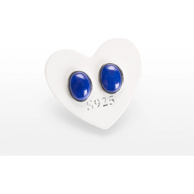 SVĚT KAMENŮ s.r.o. Stříbrné náušnice lapis v objímce ovál 00250603