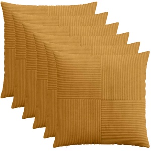 vidaXL Калъфка за възглавница 6 бр. ALMELO Жълто 70 x 70 cm кордурой (915604)