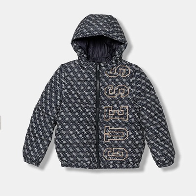 GUESS Зимно яке за момче в тъмно син цвят с бели лога Guess