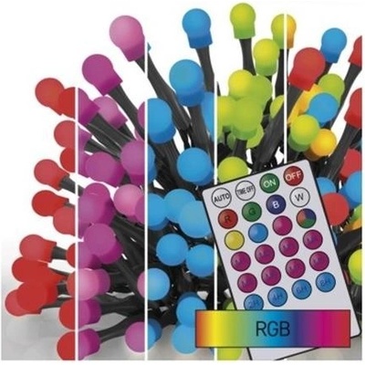 EMOS LED vánoční cherry řetěz kuličky 10 m RGB ovladač programy časovač