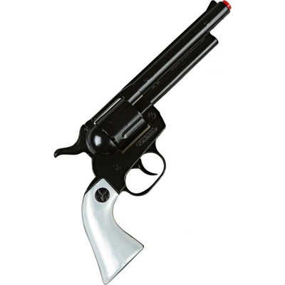 Gonher kovbojský revolver kovový černý 12 ran stříbrná pažba
