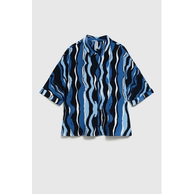 Moodo Women's shirt with pattern navy blue čierna modrá biela svetlomodrá viacfarená