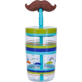 Contigo Детска чаша със сламка Contigo - Electric Blue Mustache, 470 ml (2094993)