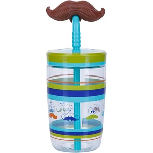 Contigo Детска чаша със сламка Contigo - Electric Blue Mustache, 470 ml (2094993)