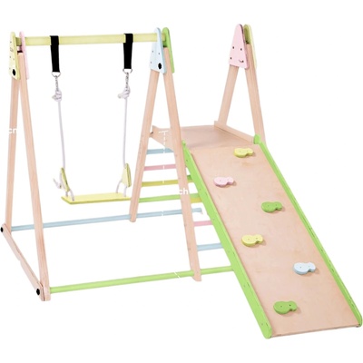 Ginger Home Детски кът за игра 4 в 1 Ginger Home - С люлка, пързалка, катерушка и рампа за катерене (AT-KF-2403)
