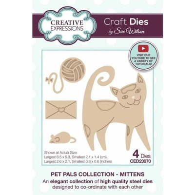 Creative Expressions Kočka vyřezávací kovové šablony Pet Pals 4 ks