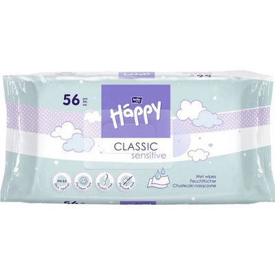 BELLA Happy Classic Sensitive vlhčené obrúsky 56 ks