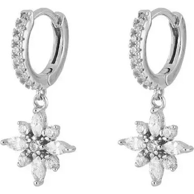 DELIS Сребърни обеци, jw951, модел цвете, родиево покритие (jw951)