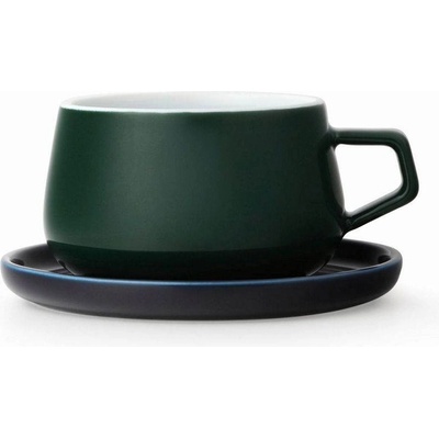VIVA 250 мл тъмно зелена порцеланова чаша за чай с подложна чинийка VIVA от серия Classic (1006998)