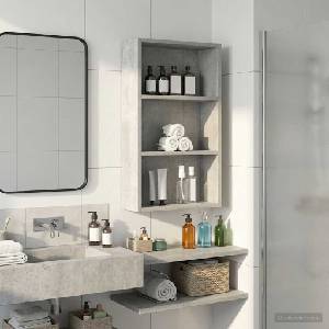 vidaXL Банен стенен шкаф Бетонно Сиво 40 x 14 x 70 см (889362)