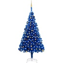zahrada-XL Umělý vánoční stromek s LED a sadou koulí modrý 240 cm PVC
