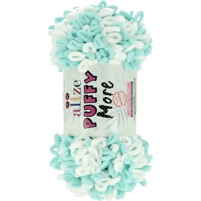 Alize Puffy More 6269 mentolová s bielou