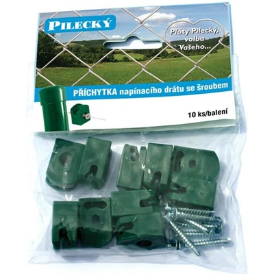 Příchytka napínacího drátu, se šroubem plastový díl zelená, balení 10 ks