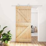 vidaXL Преплъзваща се врата 90 x 210 cm Масивна борова дървесина (3445007)