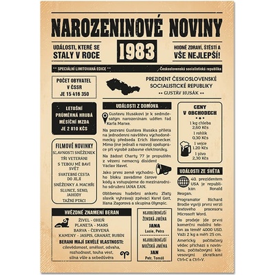 Narozeninové noviny 1983 - jednostranné