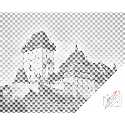 Vymalujsisam.cz Tečkování - Hrad Karlštejn Velikost: 40x50cm, Rámování: Na kartonové desce, Barva teček: Červená