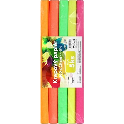 Krepový papier JUNIOR 200x25 cm FLUO (sada 5 ks)