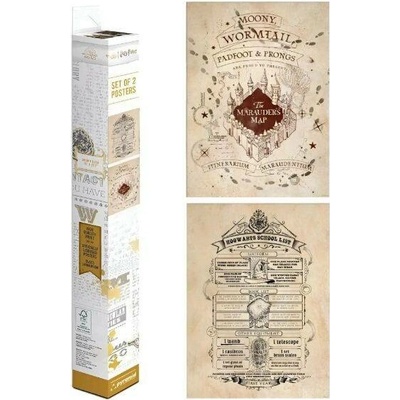 CurePink: | Set 2 kusů plakátů Harry Potter: Pobertův plánek a Školní seznam (38 x 52 cm) [PPB35442]