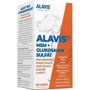 Alavis MSM + Glukosamin sulfát pre správnu funkciu šliach a kĺbov u psov 6 x 60 tbl