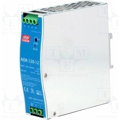 MEAN WELL NDR-120-12 Napájecí zdroj: spínaný; na lištu DIN,slim; 120W; 12VDC; 10A