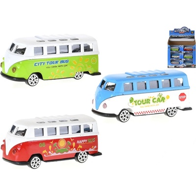 Mikro trading Autobus 7,5cm kov volný chod 3barvy v krabičce 24ks v DBX