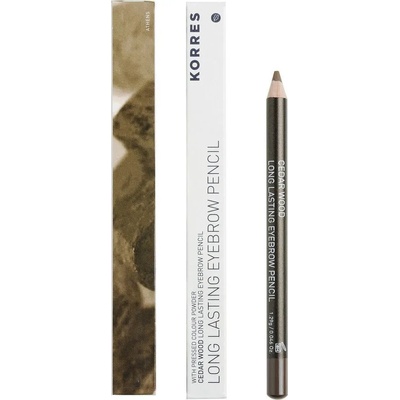 KORRES Дълготраен молив от кедрово дърво с пресована цветна пудра , Korres Eyebrow Pencil 1.29ml From Cedar Wood 01 Dark Shade