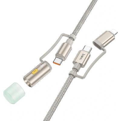 Hoco U138 All-In-One Type C Lightning to Type C Led Light Pd 3A 60W 1,2m šedý