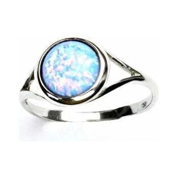 Čištín Stříbrný prsten syntetický světle modrý opál T 1503