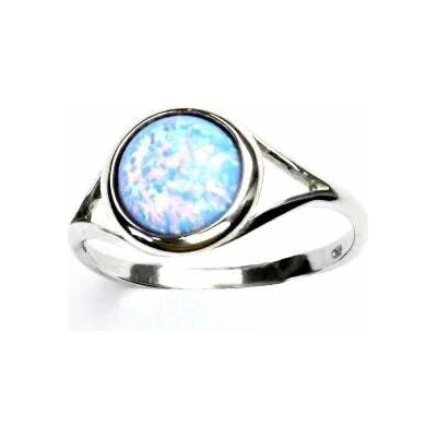 Čištín Stříbrný prsten syntetický světle modrý opál T 1503