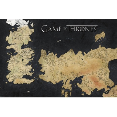 Plagát, Obraz - Game of Thrones - Westeros Map, 120 × 80 cm