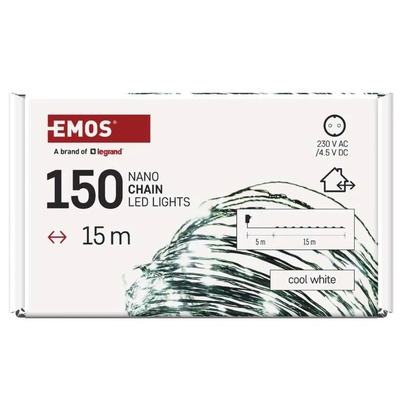EMOS D3AC05 - Коледна NANO светлина, 15m, 150 LED крушки с нано проводник, IP44, студено бяла светлина (D3AC05)