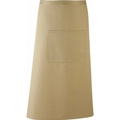 Premier Workwear Keprová dlouhá barmanská zástěra s velkou kapsou Khaki Pantone 7503 90x80cm PW158