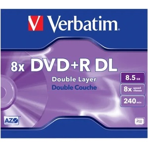 Verbatim DVD R Dual Layer, двуслоен, 8.5 GB, 8x, AZO покритие, 1 брой (043541 / 5 pcs)
