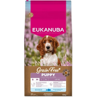 Eukanuba Grain Free Puppy Small & Medium rich in ocean fish 12 kg