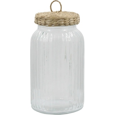 Chic Antique Sklenená dóza Wicker Lid 1,2 l