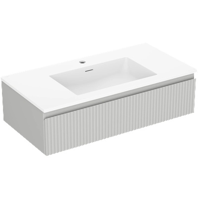 Mexen Rivel баня шкаф 90 см с мивка Otis, 1 чекмедже, набразден , сив мат/бял мат - 91A20-09023-1-BF62-W18M01 (91A20-09023-1-BF62-W18M01)