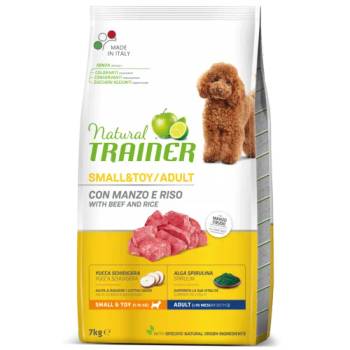 Natural Trainer Dog Adult Mini with Beef - храна за пораснали кучета, над 1 година, от мини породи, с говеждо месо - 7 кг, Италия - 926012