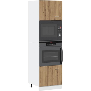 vidaXL Шкаф за микровълнова фурна "Lyon", дъб Artisan, 60x57x207 см, инженерно дърво (856129)