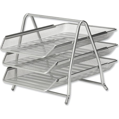 OFICA Поставка за бюро хоризонтална, метална, три нива, сива/сребриста