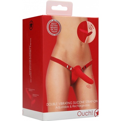 Shots Ouch Double Vibrating Silicone Strap-On