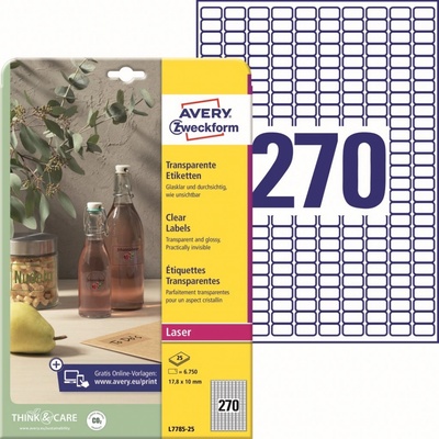 Avery Zweckform L7785-25 25 x A4 Čiré etikety 178 x 10 mm 6.750 ks