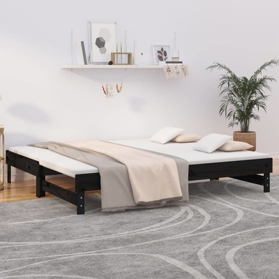 Petrashop 823388 Výsuvná postel černá / masivní borovice